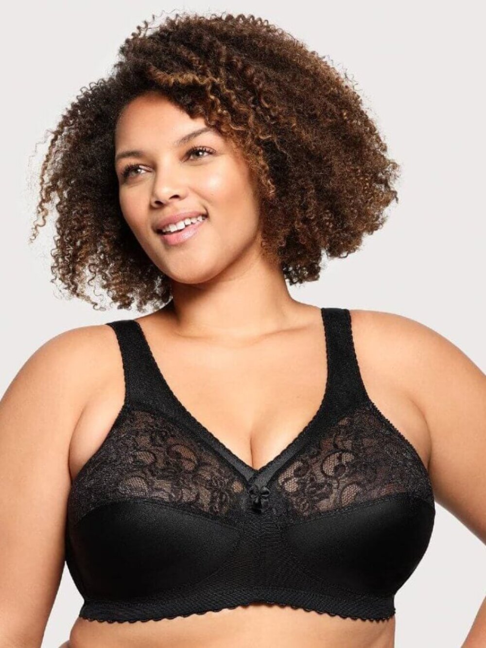 Glamorise Full Figure Lace Support Bra Black | 42D